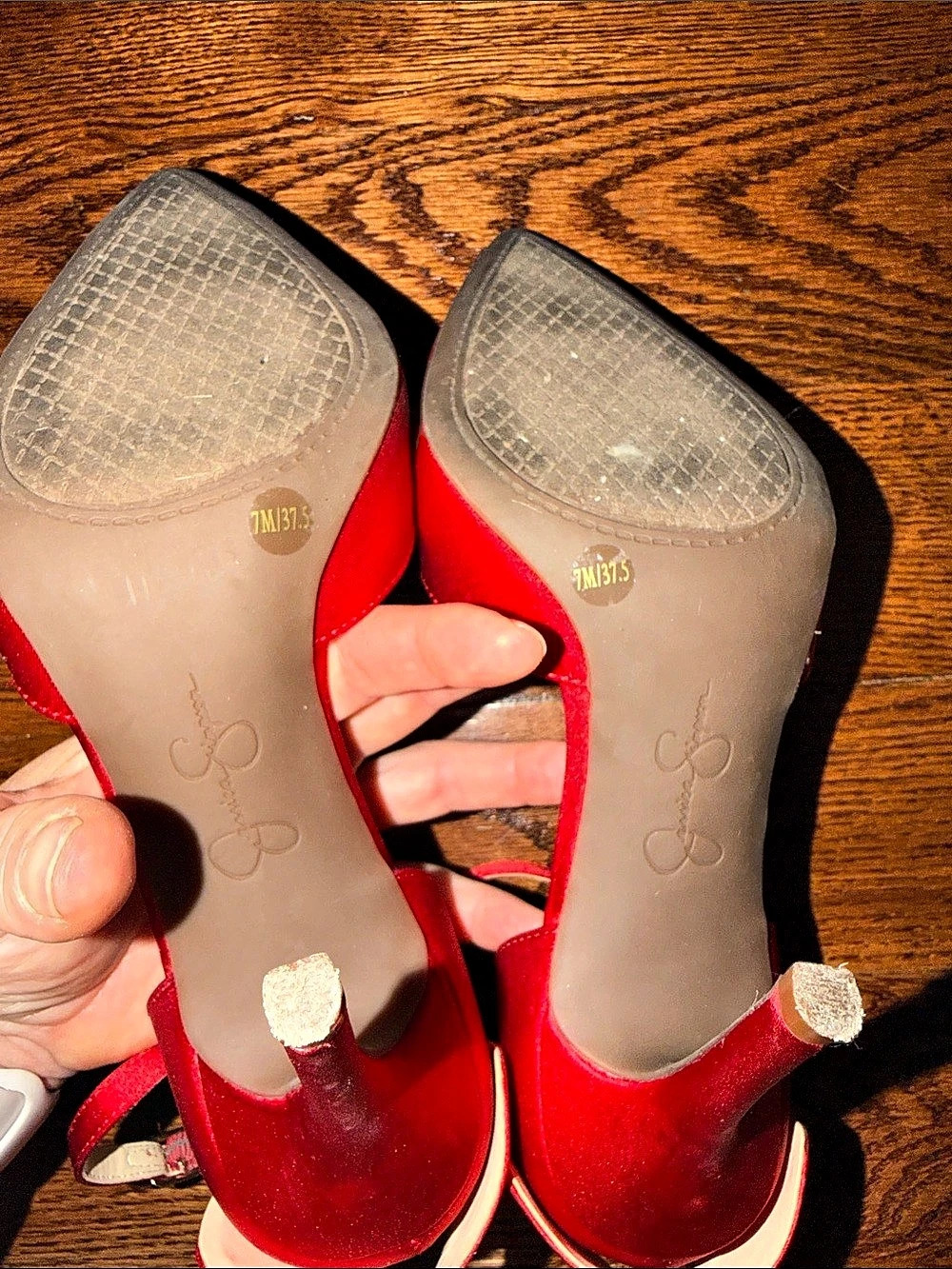 Jessica Simpson Pump Red Satin Bow Heels - Picture 6 of 7